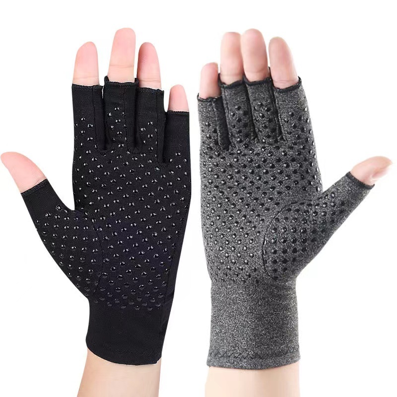 Arthritis Pain Relief Knitting Gloves Anti Slip Half Finger Mittens Knit Fingerless Arthritis Compression Gloves