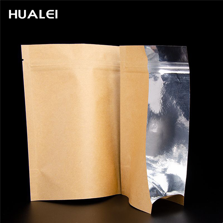 Custom Nut Snack Food Ziplock Bag Red Date Mung Bean Kraft Paper Bag Stand Up Pouch With Window