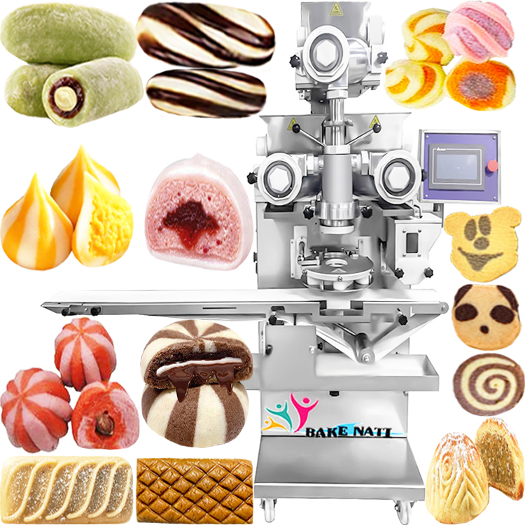 Shanghai Bakenati BNT-208A high quality automatic filled mochi kubba coxinha encruster maamoul cookie making encrusting machine