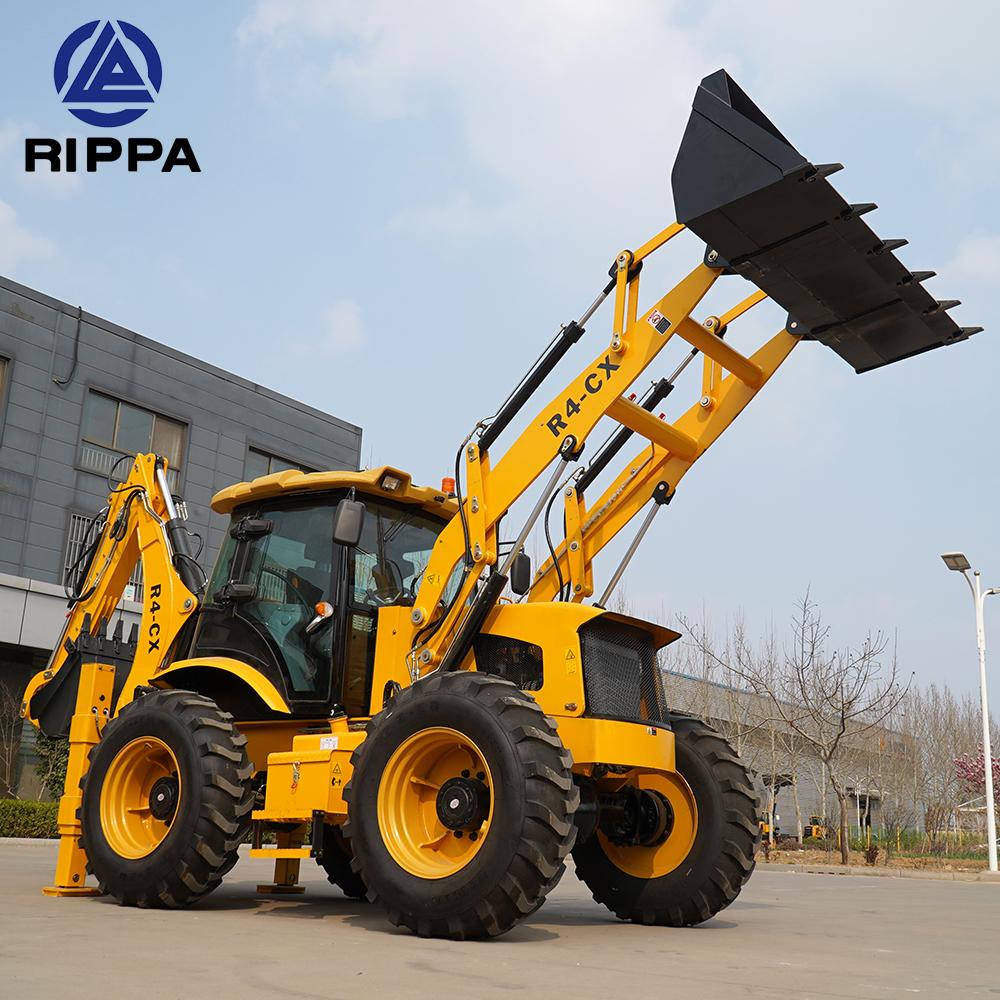 Rippa 4x4 Backhoe Earth-Moving Machinery Retroexcavadora Diesel Front Loader And Backhoe Tractor Mini Towable Backhoe Loader