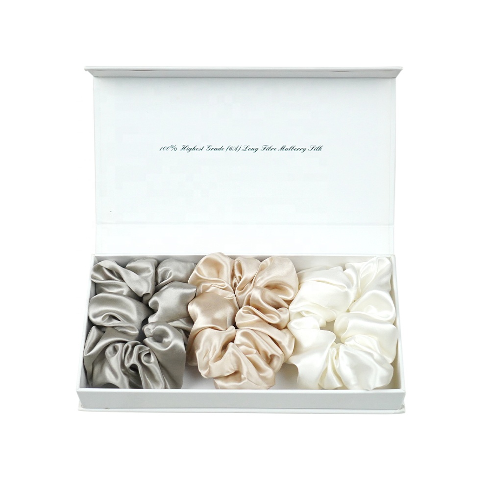 Recommend 22MM 100% Mulberry Silk Scrunchies 5CM Hair Ties Women Hair Accessories With Gift Box
