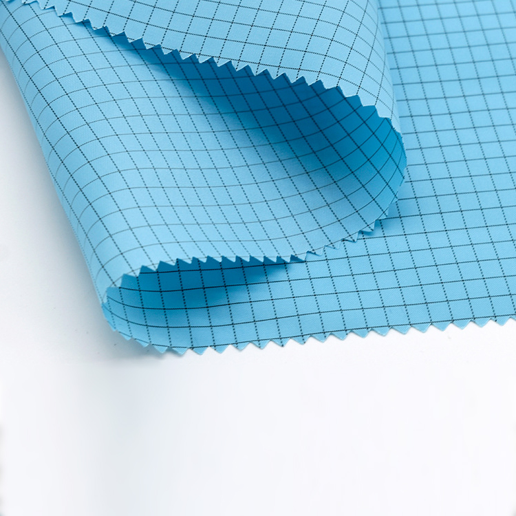 Industry laboratory esd antistatic Clothing fabrics polyester carbon fiber conductive stripe anti static twill fabric