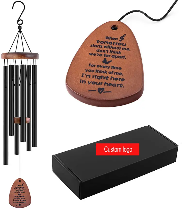 New commemorative music wind chimes metal black aluminum pipe wind chimes pendant gift