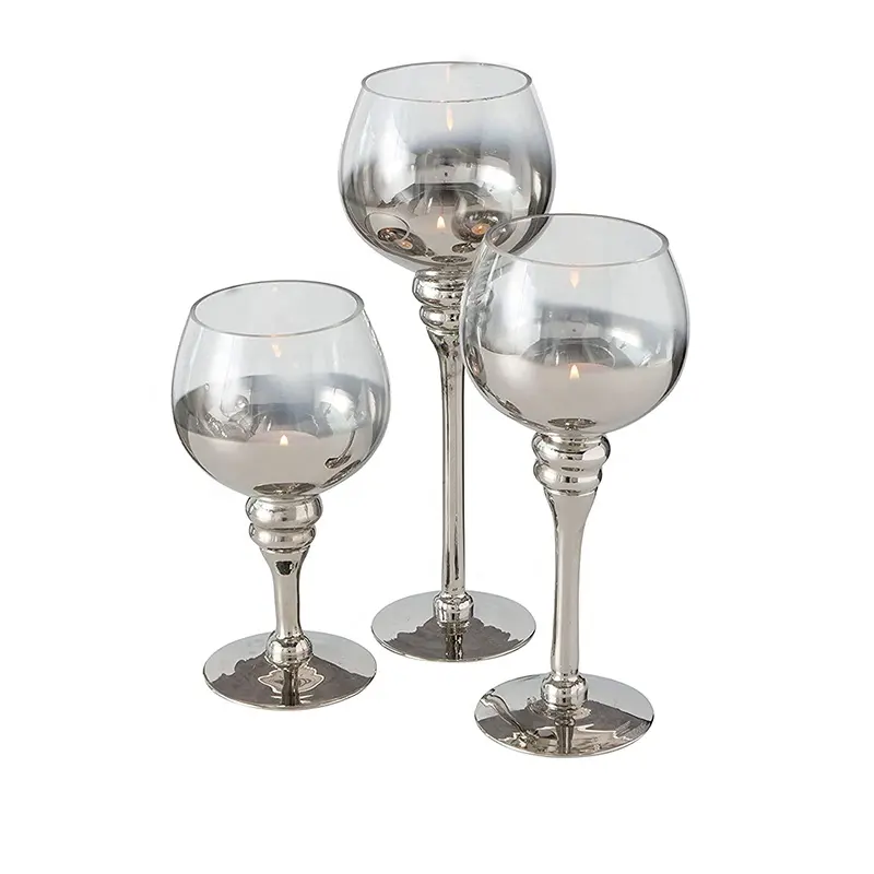 high quality Set of 3 Brown Mercury Glass Tealight Holders