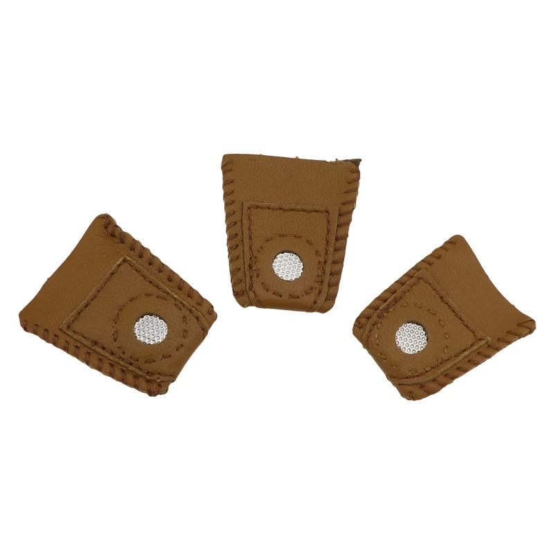 New Arrival Handmade Patchwork Faux Leather Thimble Finger Sets With Metal Tip DIY Sewing Tools Hand Needlework Accessory