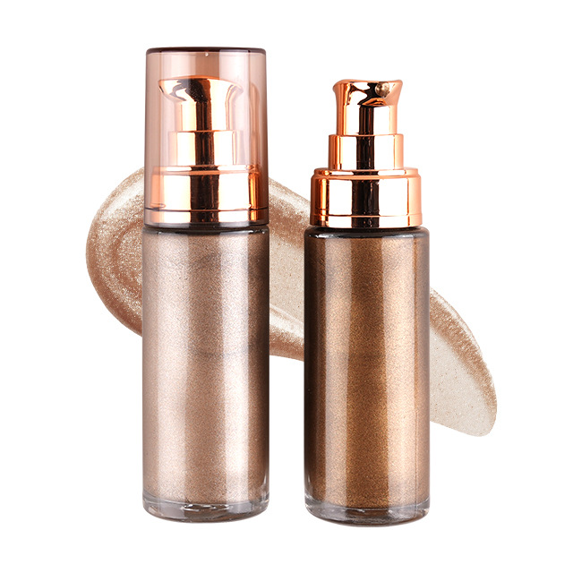 Private Label Waterproof Liquid Highlighter Makeup Body & Face Shimmer Glitter Glow Glossy Finish Bronzer & Highlighters Oil