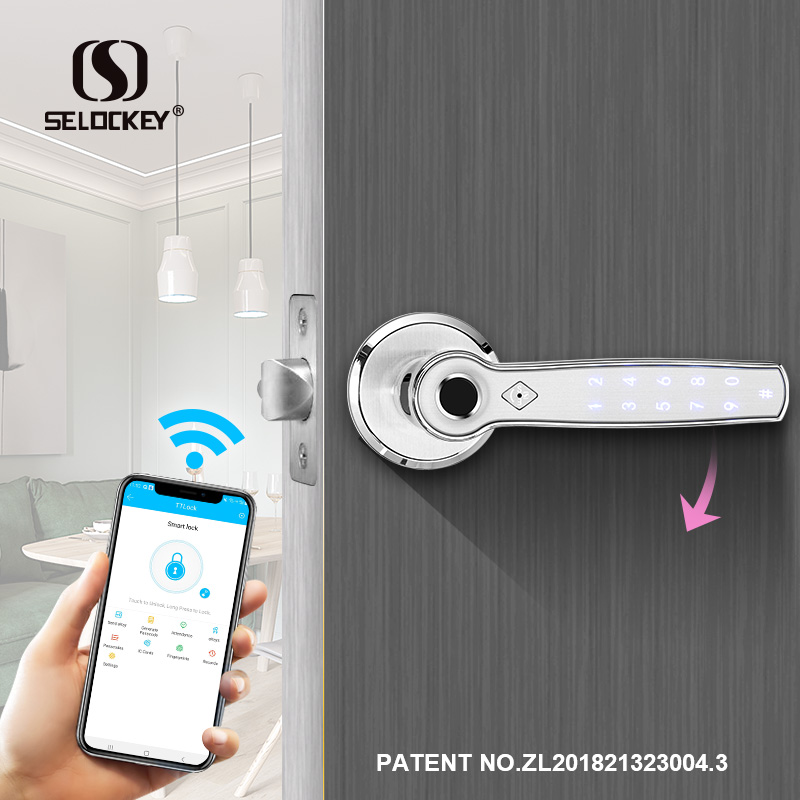 Дверные ручки для межкомнатных дверей s1580 (ttlock/tuya APP WIFI опционально), карта клавиатуры для межкомнатных дверей со сканером отпечатка пальца, цифровой умный дверной замок для спальни