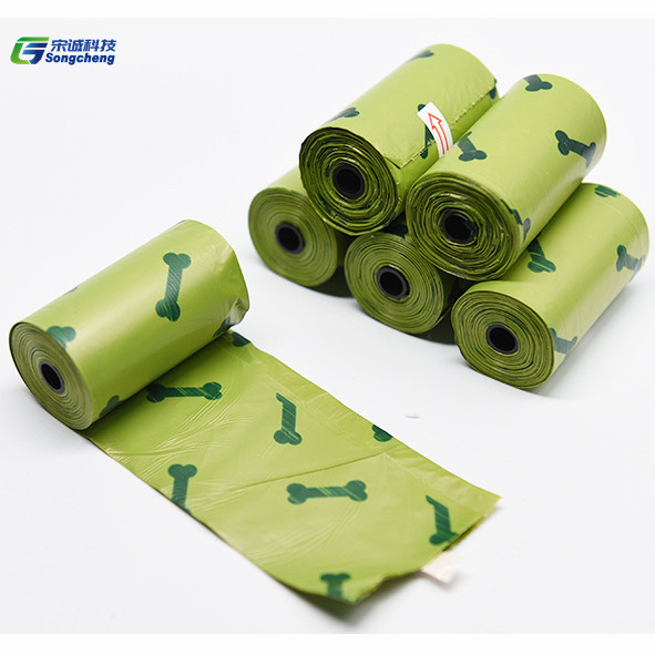 Compostable 100% PE Biodegradable Pet Dog Waste Poop Plastic Garbage Bag for Pets Pooping