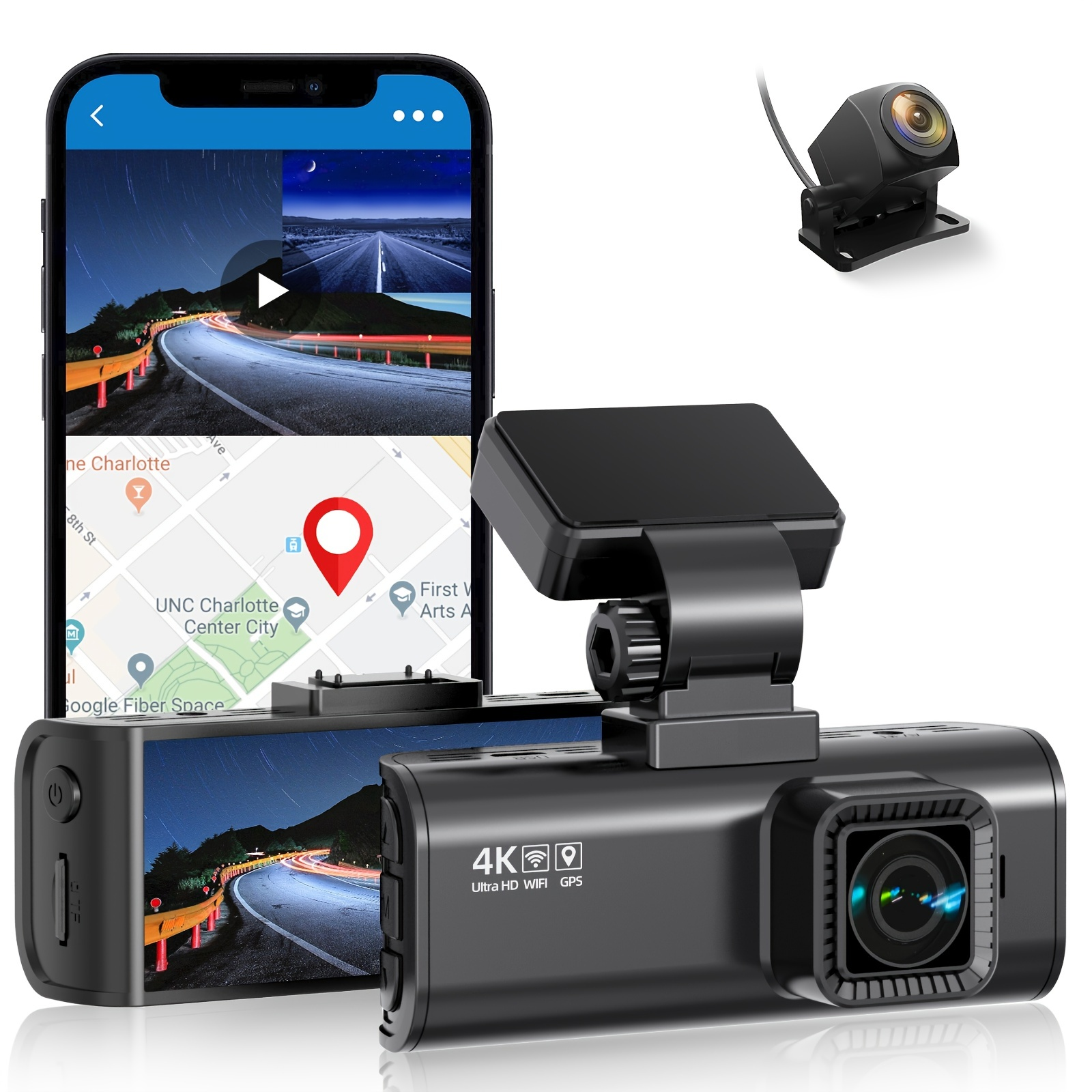 REDTIGER 4K двойной видеорегистратор передний и задний Встроенный GPS, WIFI Двойная камера видеорегистратор