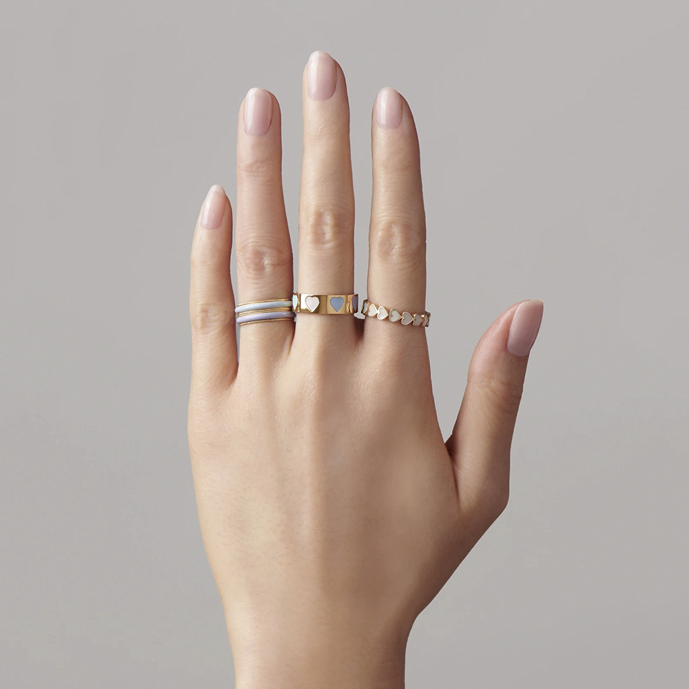 Laodun Alloy Glossy Oil Drop Love Heart Peach Heart Ring for Women Exquisite Trendy Jewelry Unique Ring