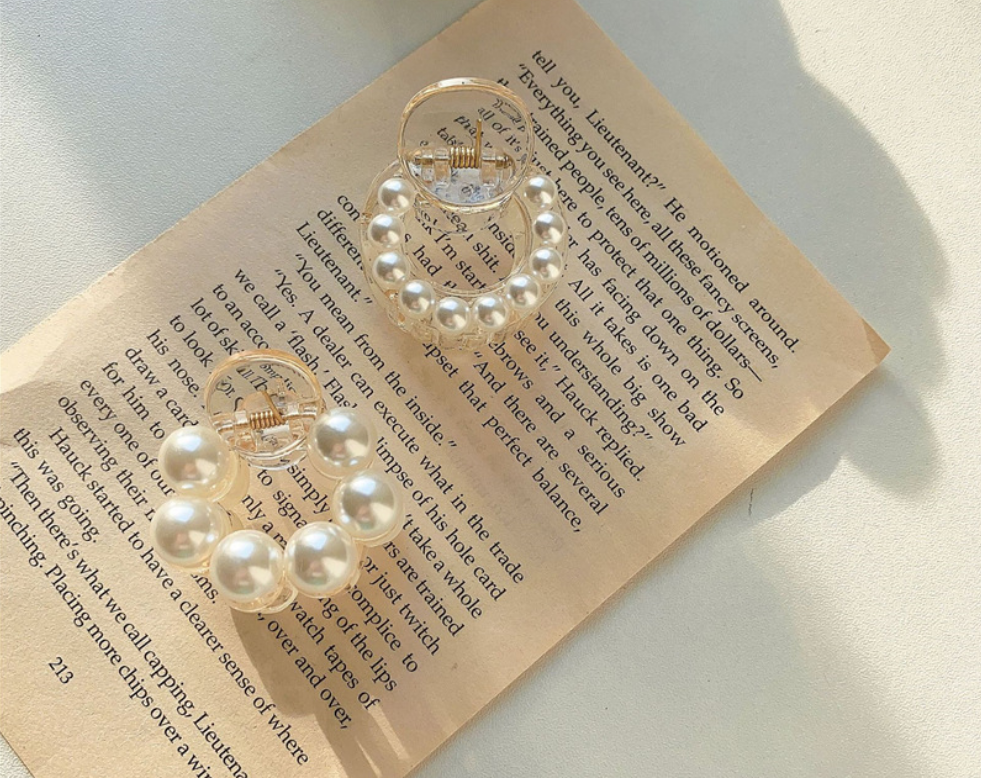 Pearl hairpin Korea ins word clip simple temperament joker pearl trumpet clip headdress
