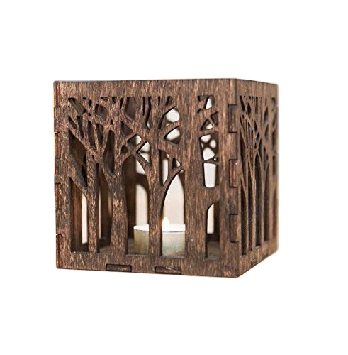 Деревянный подсвечник Primitive4.3x4.3x4.3 дюймов, деревенский античный коричневый лазерная резка, деревянный подсвечник для рукоделия, подарки