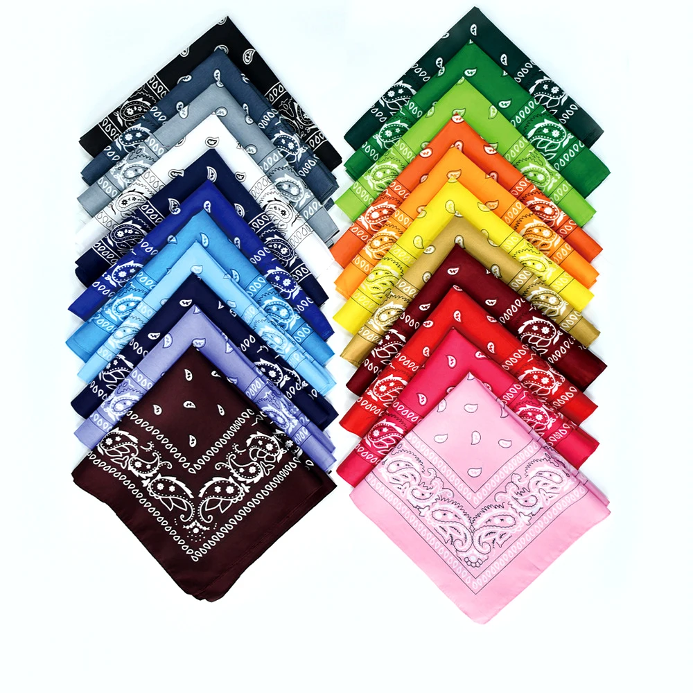 Double Sided Printed Paisley Square Ethnic Bandana 100% Polyester Custom Logo Hip Hop Cashew Print Bandana In Stock