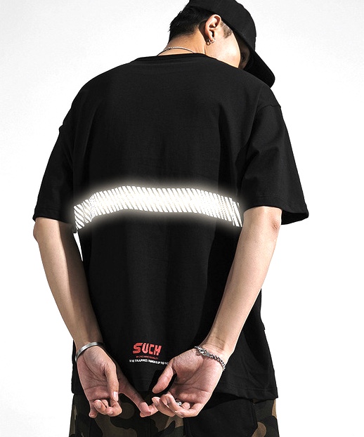 Wholesale OEM 3M Reflective Tap Fashion Printing Casual Men Cotton T Shirt