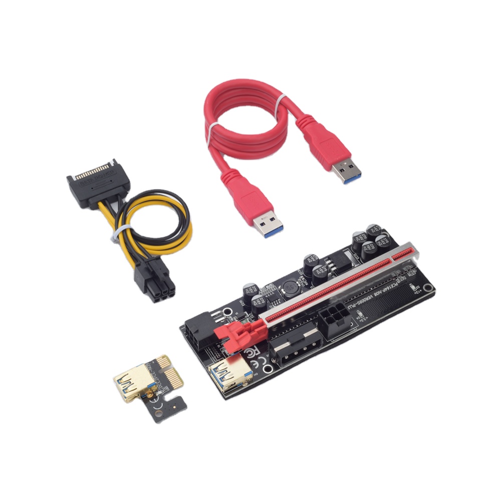 Новейшая версия 60 см 009S plus PCIe Riser 1X для 16X переходная карта ETH горнодобывающая промышленность pcie Riser 4 pin 6pin USB3.0 кабель