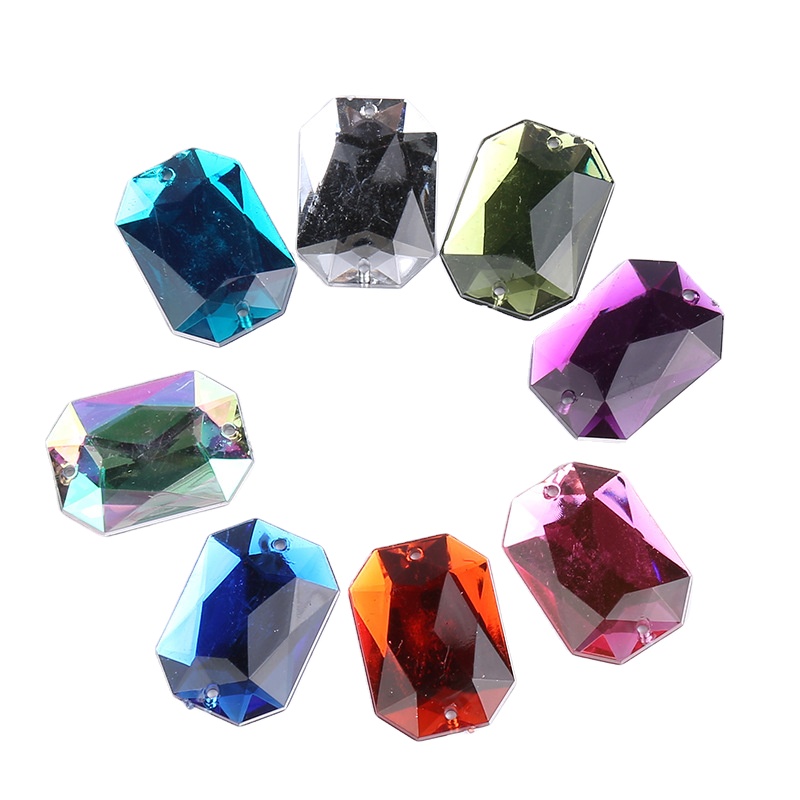 Crystal Garment Sewing Rhinestones Perforated Flat-bottomed Chamfer Octagon Acrylic Rhinestones Diy Accessories Rhinestones