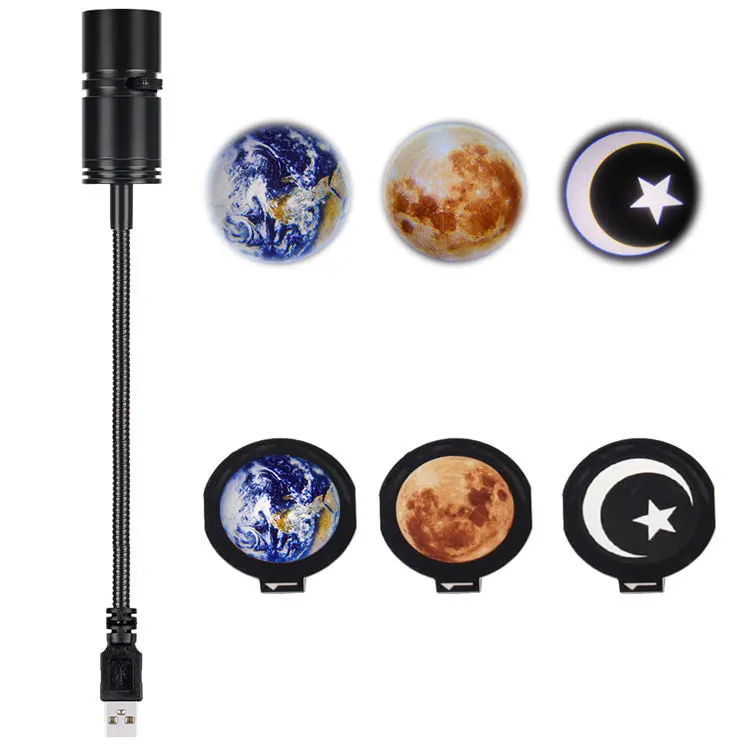 NEW LED Projector USB 5V Rechargeable 360 Degrees Rotatable Bracket Moon Earth 3D Planet Projection LED Night Lamp for Bedroom