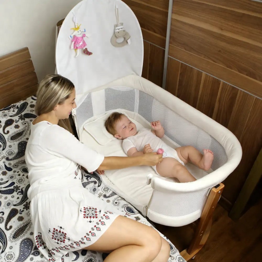 Luxury Baby Bedside Crib Baby Bassinet Bed Co Sleep Adjustable Crib