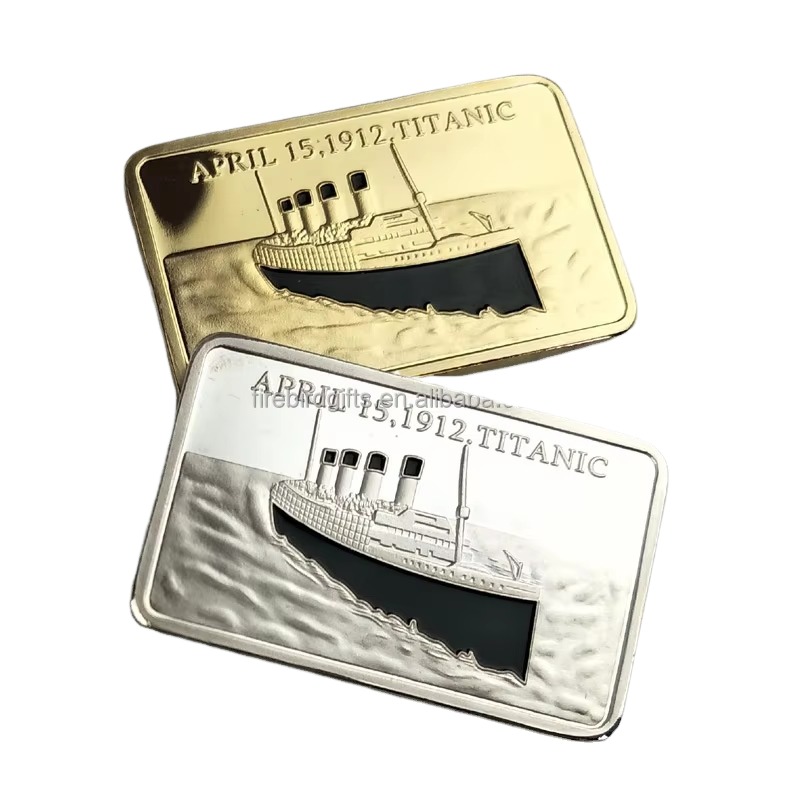 Commemorative In Memory Of The Victims Titanic Ship 1912 Voyage Gold Plated Bards 1 Gram Silver Coins Bullion