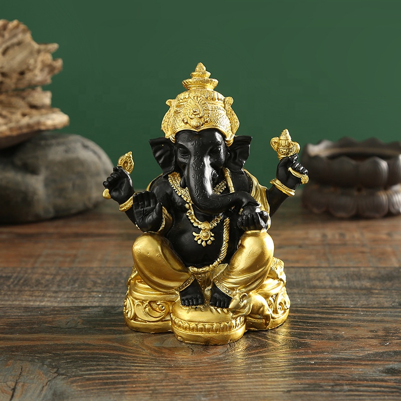 Resin Crafts Indian Elephant Buddha Ganesha Sculpture Hindu God Figurine Lord Ganesha Idol Statue