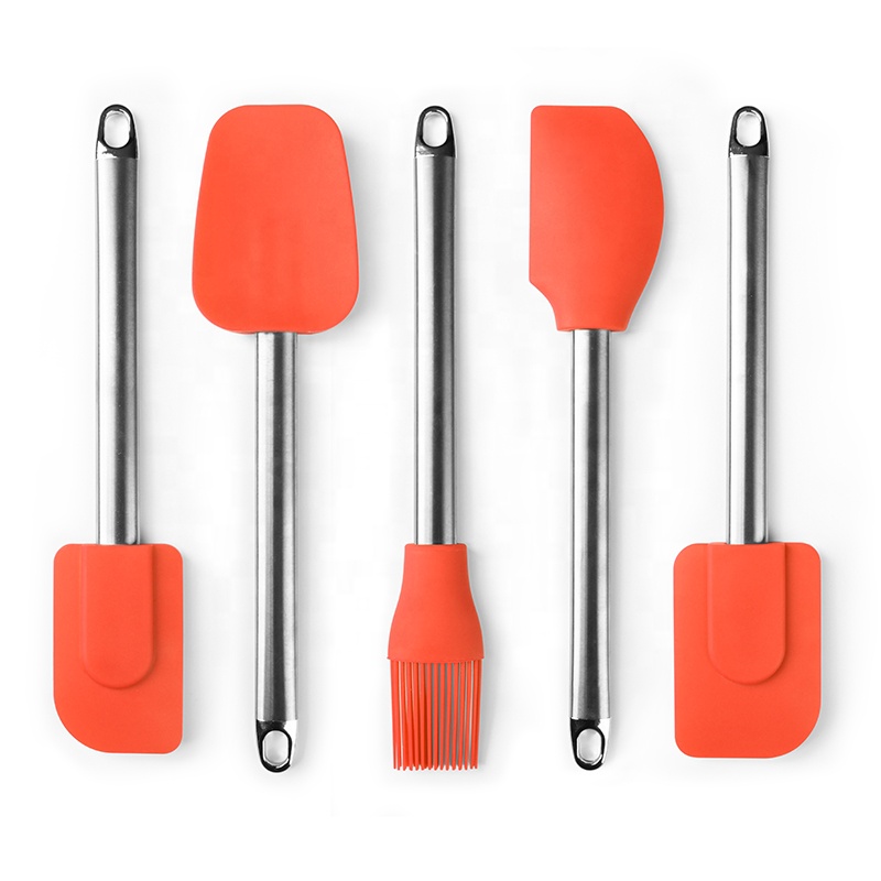 Food Grade 4 Pieces Silicone Spatula Set Silicone Spatula Set Kitchen Utensils and Silicone Brush High Heat Resistant baking set