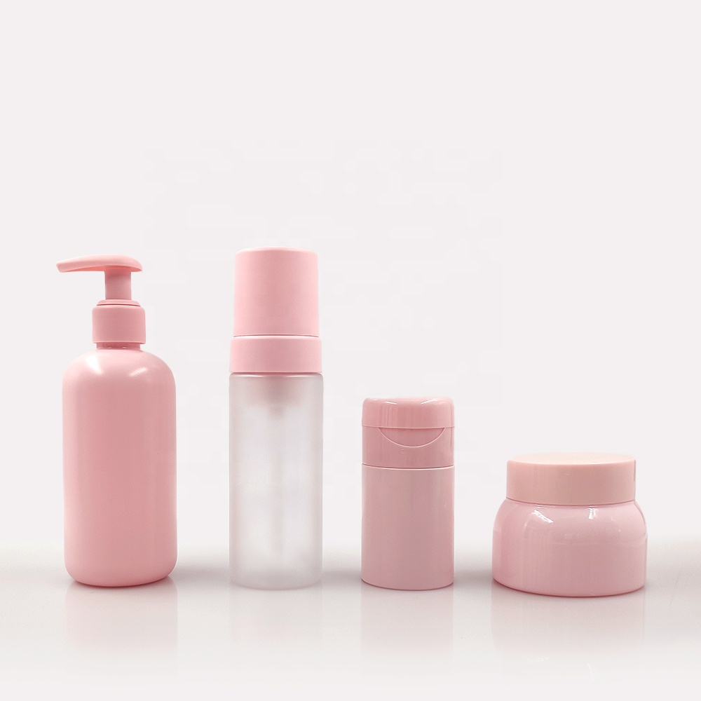 Custom Pink Frosted 80ml 120ml Plastic Clear Liquid Press Pump Dispenser Bottle PET Empty Cosmetic Makeup Nail Remover Bottle