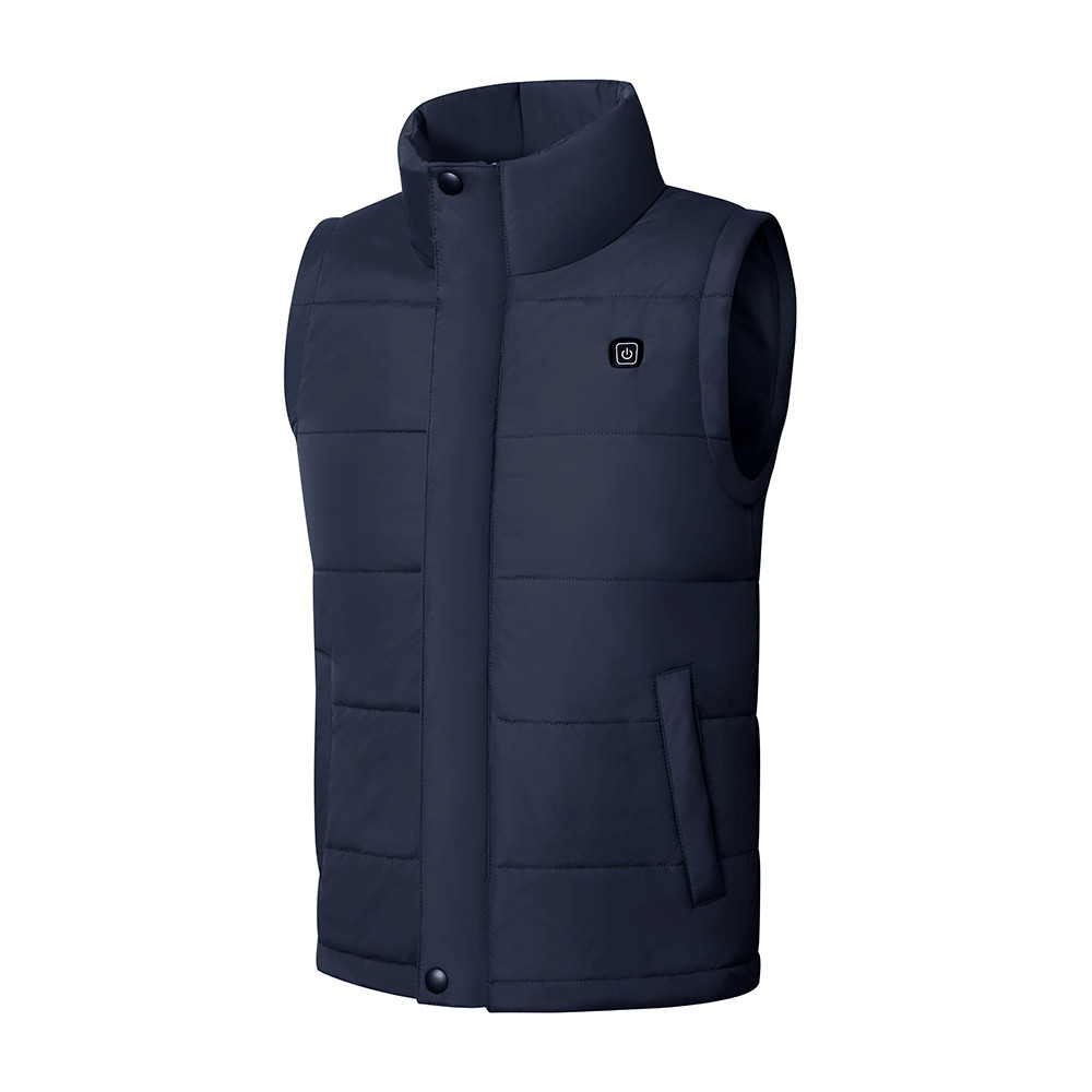 2021 High collar chemical fiber blend Black/navy/red/purple heated vest for cold season with cotton lining material