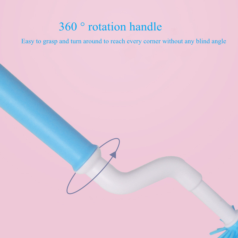 New Design 360 Degree Rotation Long Handle Baby Bottle And Nipple Cleaner Brushes Silicone