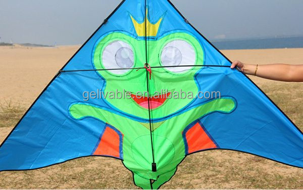 Weifang cartoon lovely large smooth flying children frog triangle kite