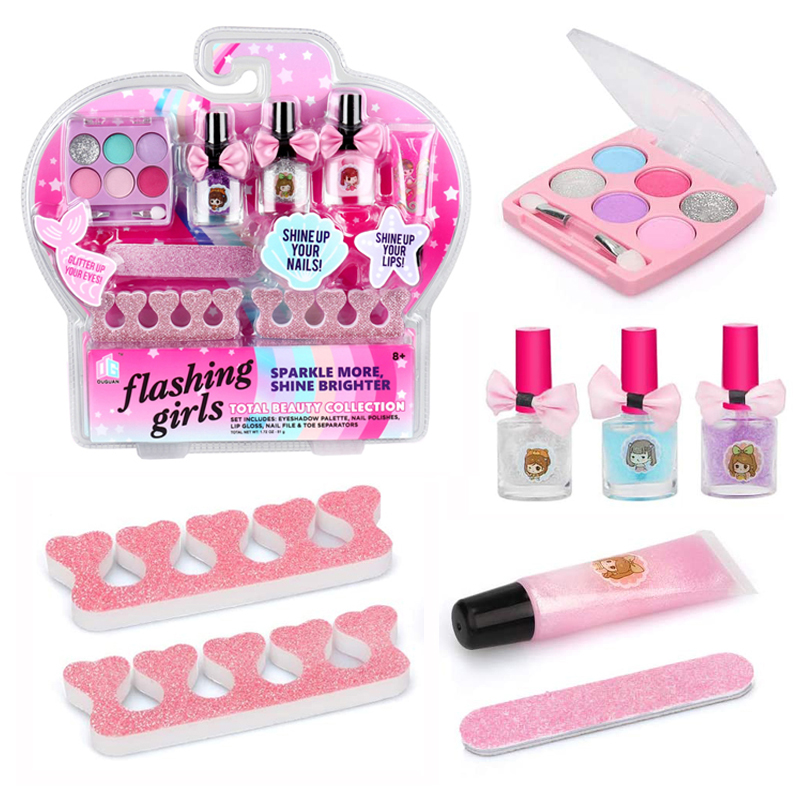 Promotion Gift Non-Toxic Children's Makeup Cosmetic Beauty Set Toys for Kids Girl Play Makeup Kits Nail Polish Kit