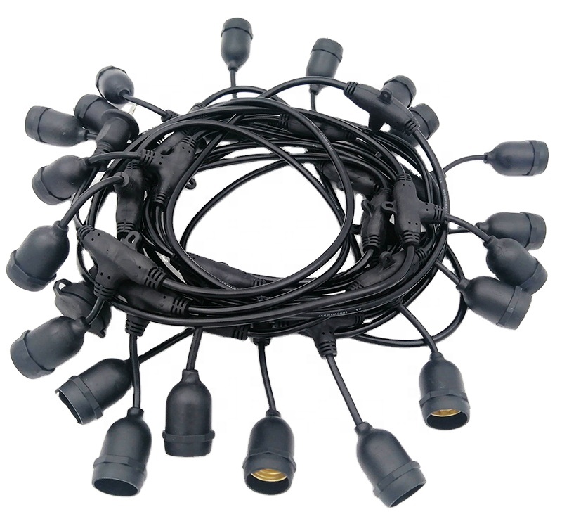 5 м 100 наружные огни E27 лампа держатель Гнездо патио огни Plug IP65 водонепроницаемый висячая веревочная провод малого сечения без лампочек