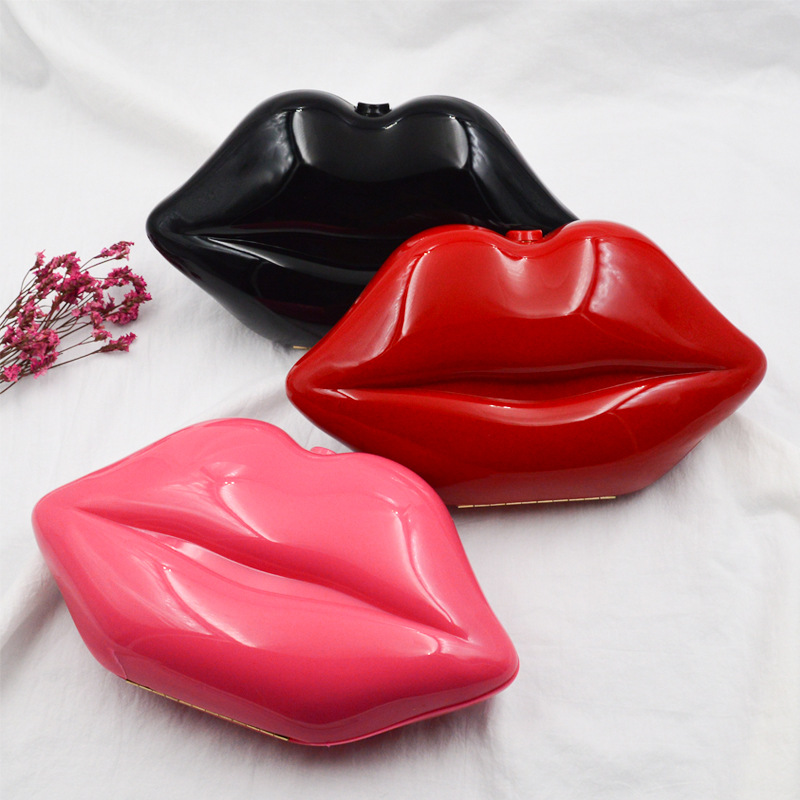 personalized logo luxury acrylic party dinner wedding latest chain fashion women lip clutch tote handbag and evening bags ladies