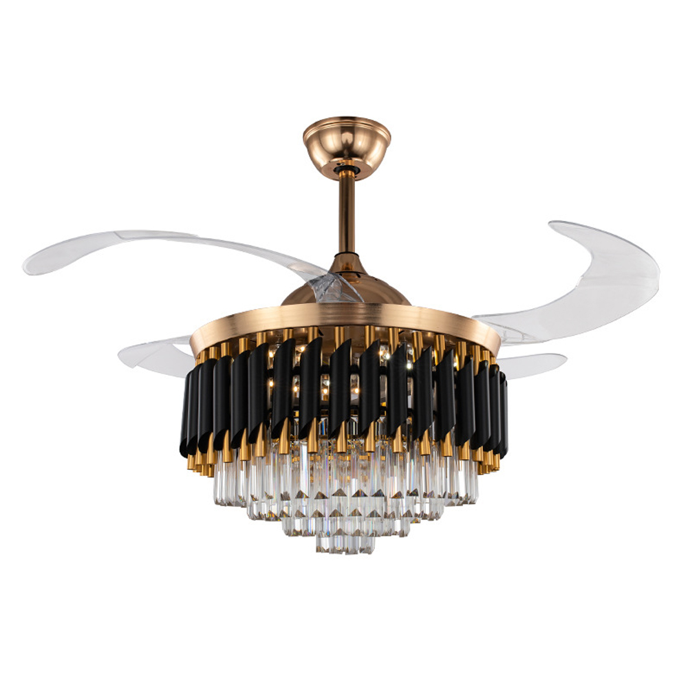 Crystal Chandelier Reversible Ceiling Fan With Light Decorative