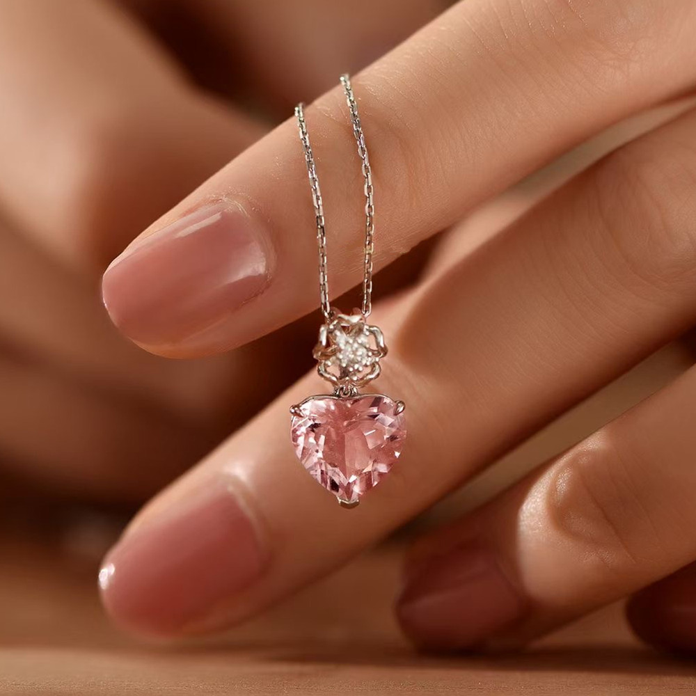 Aimgal ювелирные изделия 18 карат золото платина розовый D1.5ct d0.35ct шпинель бриллиант сердце ожерелье на заказ ожерелье