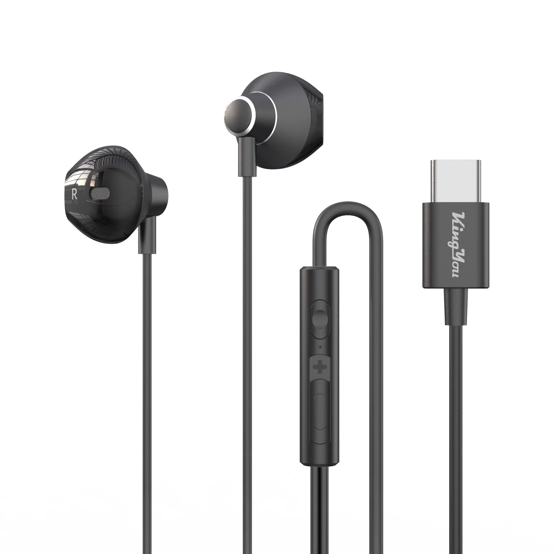 Kingyou USB C Headphone Earphones Wired Earbuds Magnetic Noise Canceling In-Ear Headset with Microphone for Samsung Galaxy S21