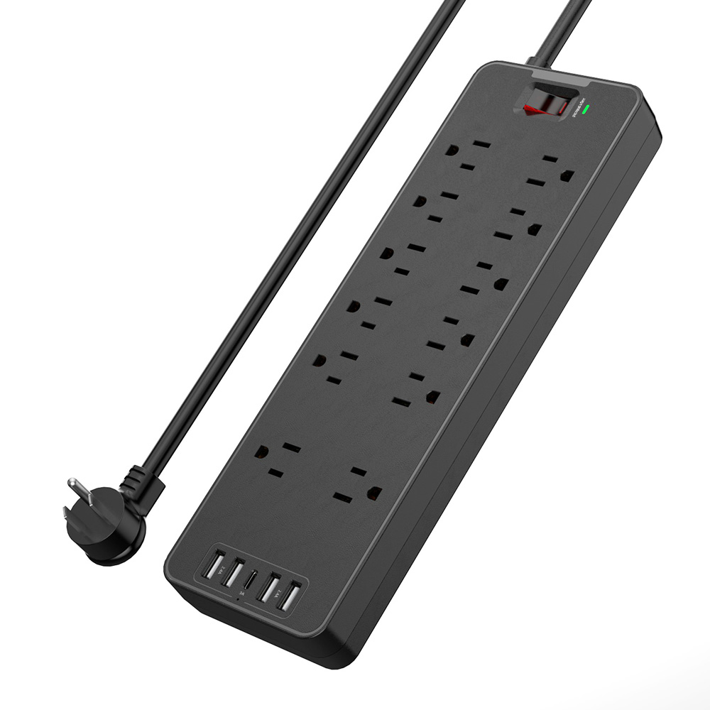 12 розеток переменного тока 5USB удлинитель Защита от перенапряжения настенные 15 а защита от перегрузки розетки с удлинителем USB C 6 футов