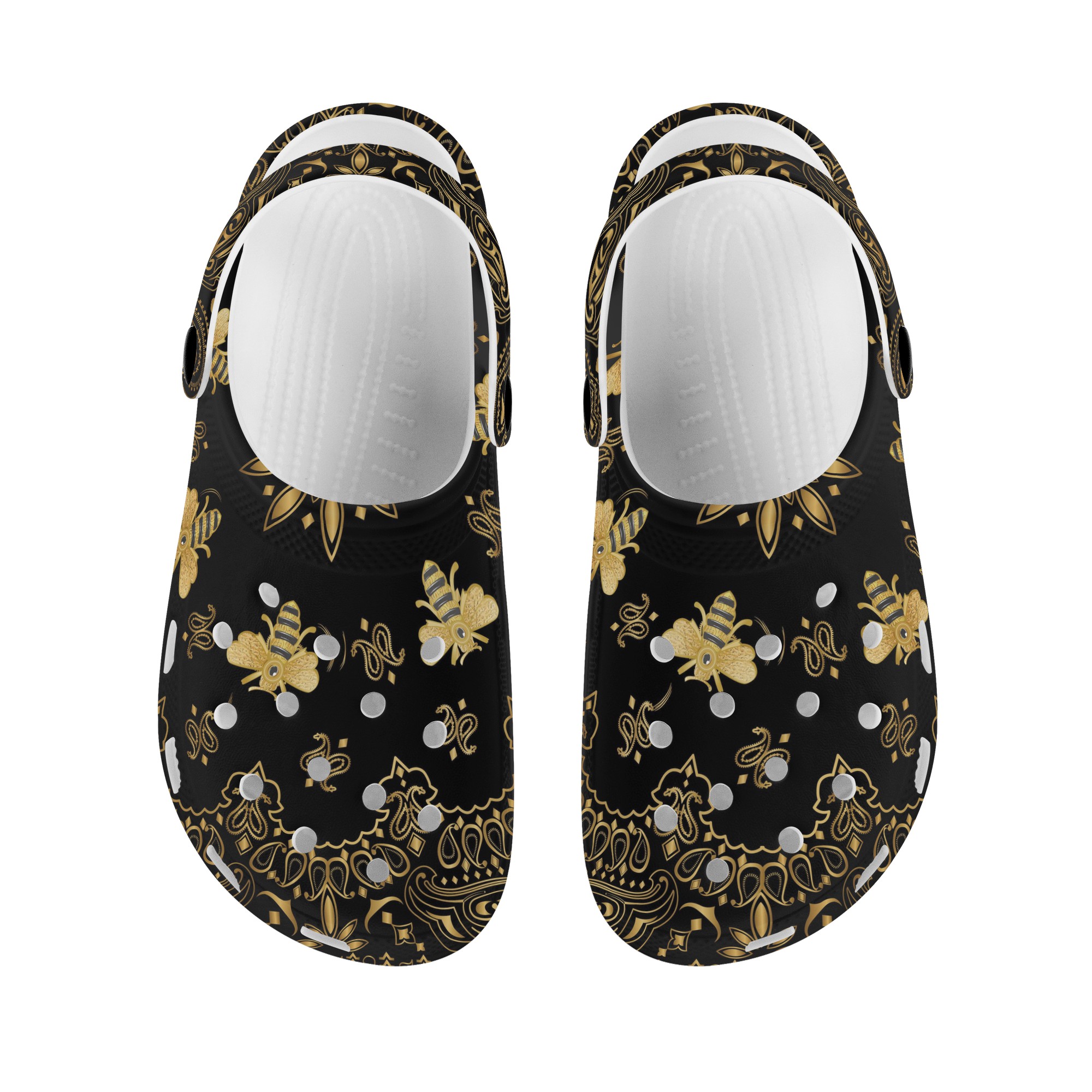 Golden Bee Pattern Male Garden Clogs Shoes Custom Bandana Print Men Croc Crocks Crocse Cheap Price Fashion Trend Sandals Slipper