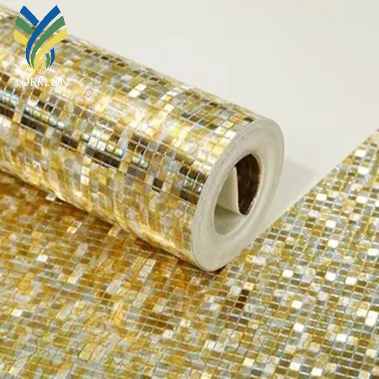 YKWP 13 Classic Home Wall paper 3D Room Decor Mosaic Wallpaper Gold Silver Glitter Wallpaper Rolls Metallic Wallpapers