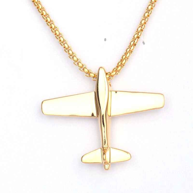Fashion Gold Plated Jewelry Simplicity Hip Hop Luxury Trendy Accessories Aircraft Pendants Necklace