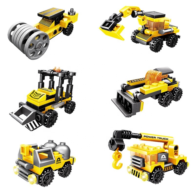 TS88080 building blocks dream building engineer 6 in 1 crane bulldozer excavator mixer truck forklift brick games (PA00394)