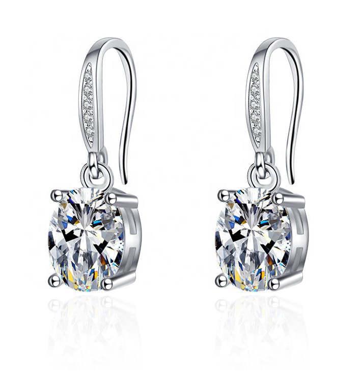 Newest Four Prongs Designed Zircon Hook Earring Jewelry