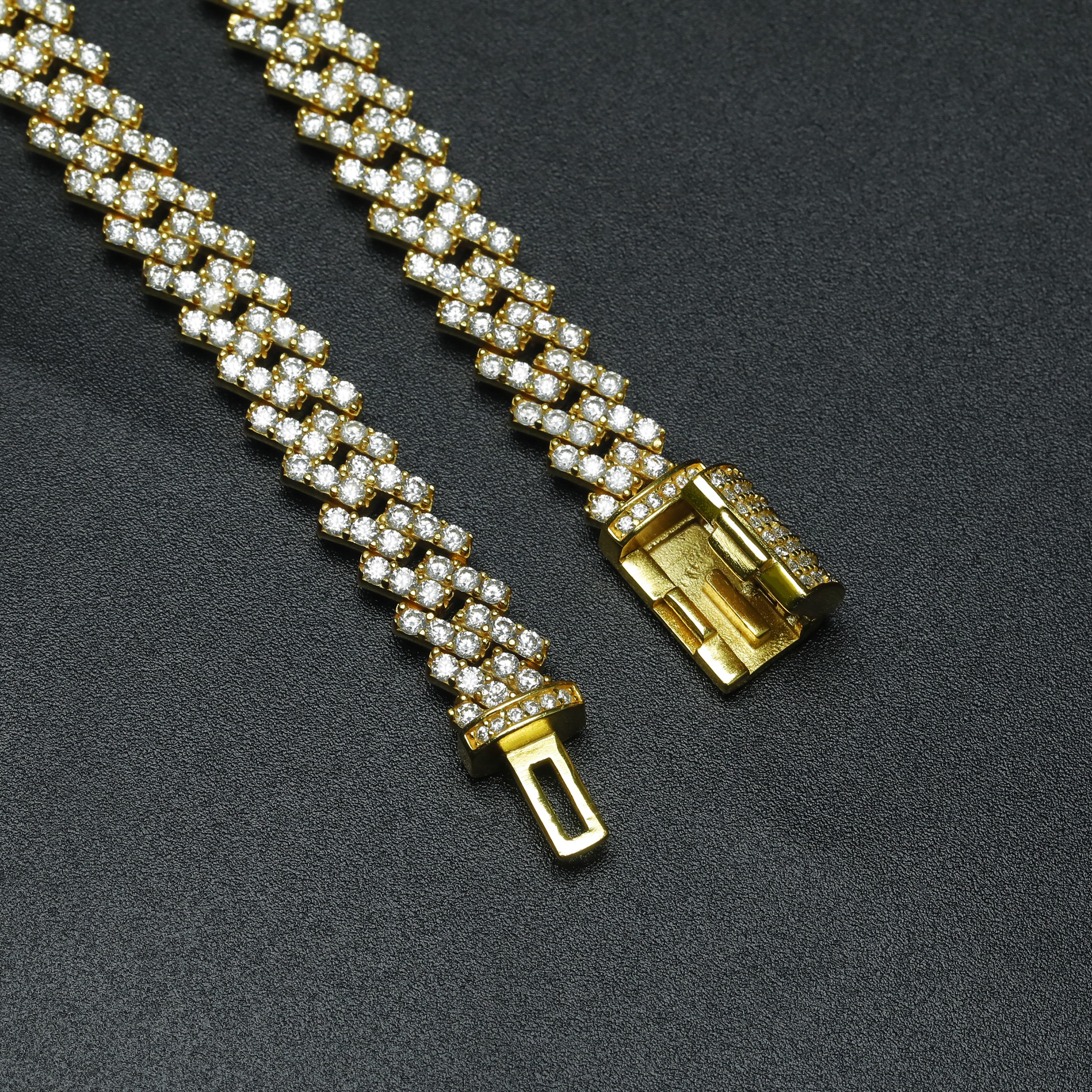 Стильный Хип-хоп 925 стерлингового серебра ручной зубец Установка Iced Out Melee Moissanite Алмазная кубинская звеньевая цепь
