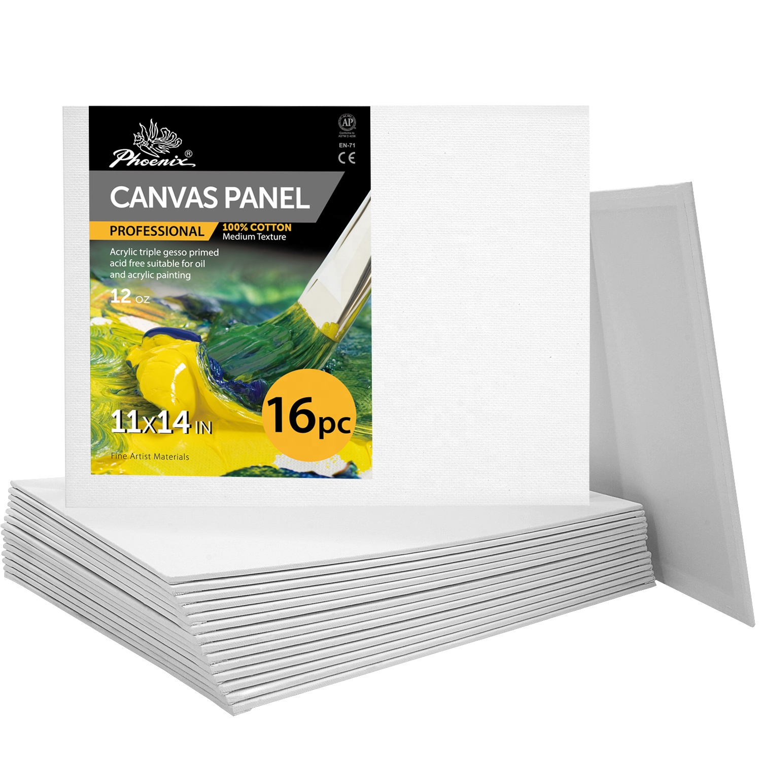 Phoenix Multi Pack Primed White 100% Cotton Painting Canvas Panel for Painting
