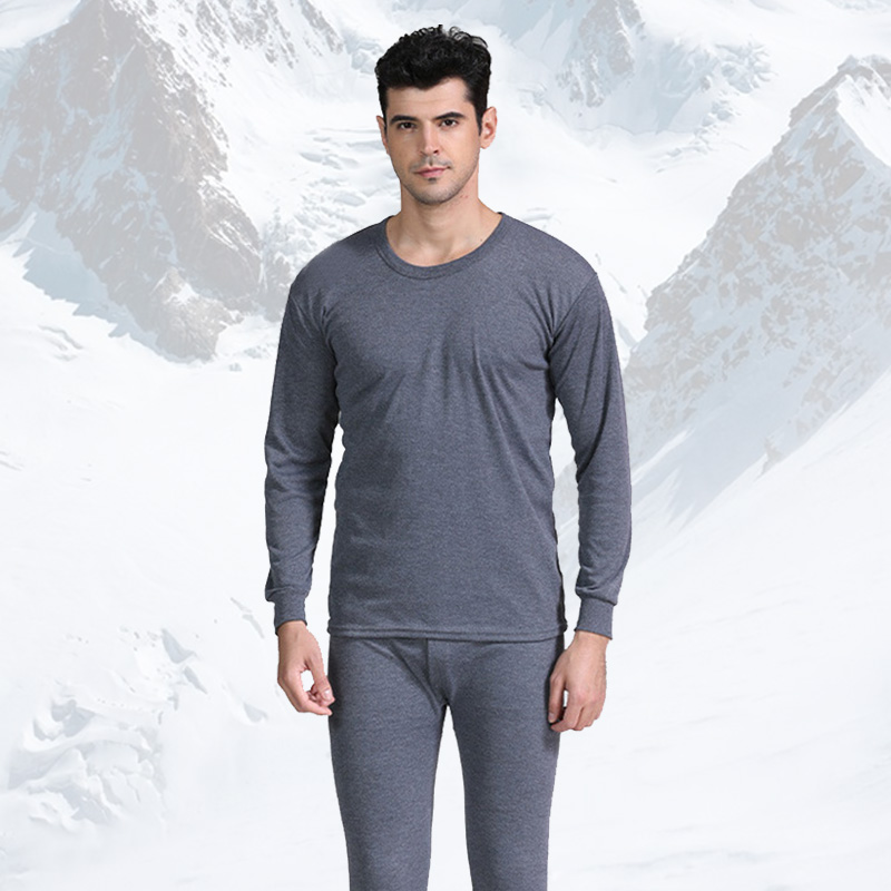 Autumn Winter Men Thermal Underwear Set Black Gray Long Johns Stretch Slim Thermo Underwear Solid Men's Clothing Homewear Warm
