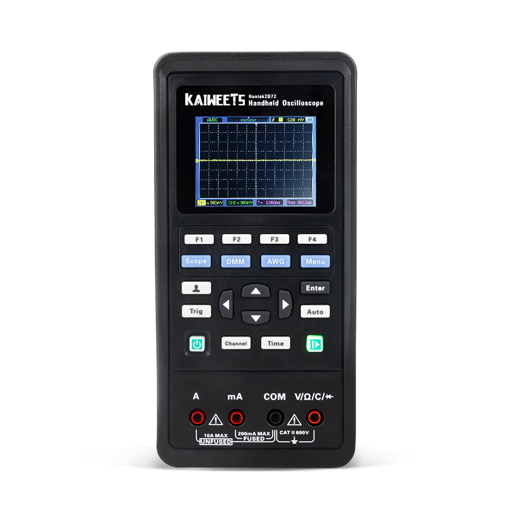 Kaiweets 2D72 Ручной цифровой запоминающий осциллограф 4-60V напряжение постоянного тока, 70MHz-40MH диапазон измерения мультиметр