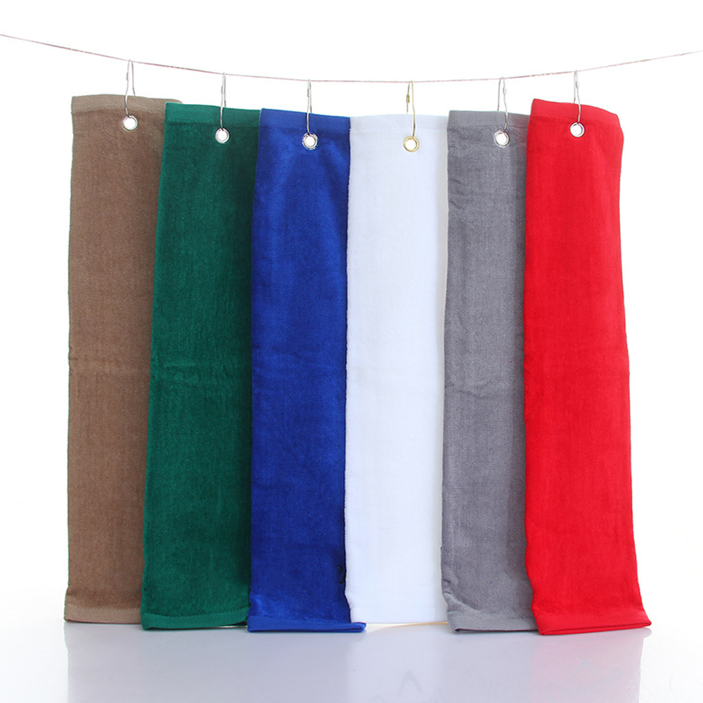 Low MOQ absorbent functional golf club bag attached cotton material towel with hook