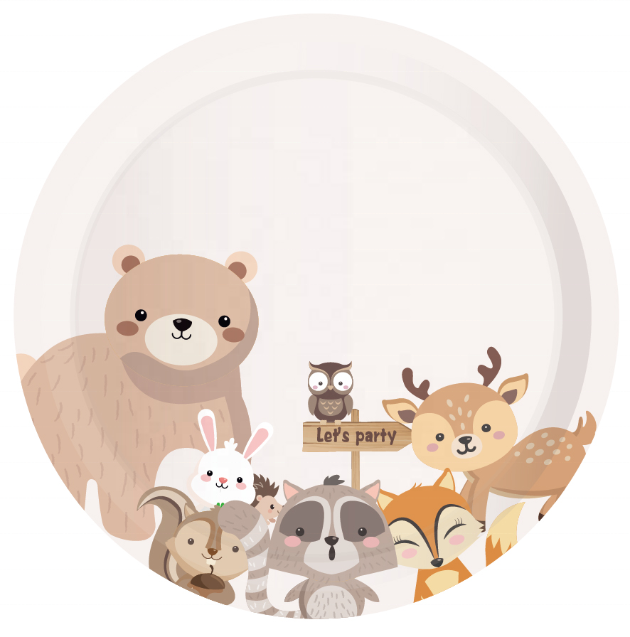 Huancai woodland принадлежности для вечеринок тарелки для вечеринок лес дикие животные набор посуды для вечеринок одноразовый детский день рождения