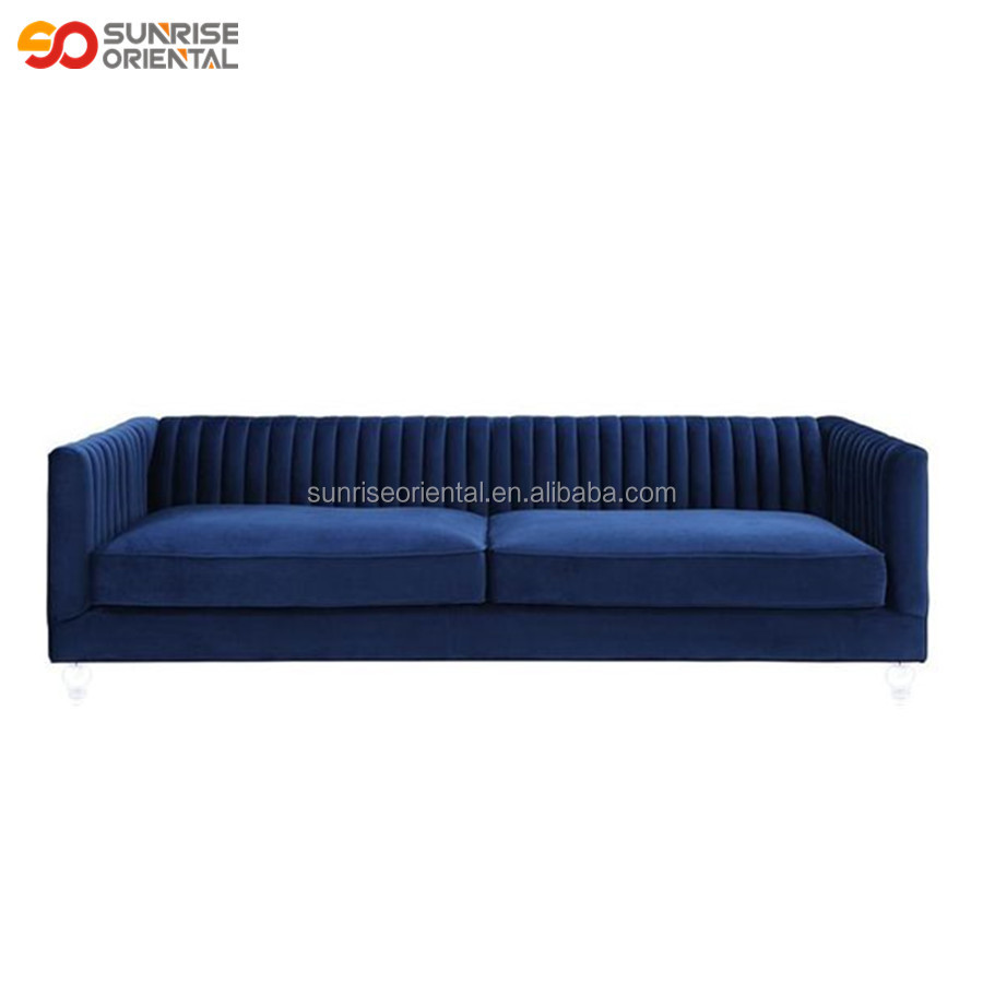 Современный синий бархатный диван chesterfield
