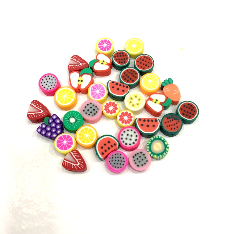 2021 Hot Polymer Clay Beads Round Heart Shape Cartoon Slice Candy For Crafts Jewelry Making DIY Slime Decoration