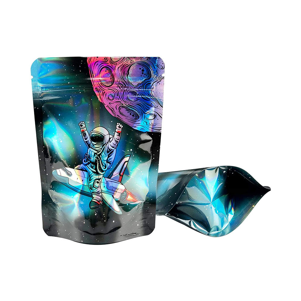 Custom Printed 3.5g Smell Proof Candy Sweet Mylar Bag Hologram Bolsa Stand Up Zipper Pouch With Ziplock